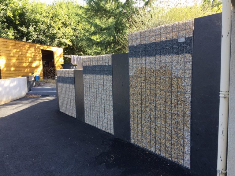 gabion palier ardoise gravillon deco - Merlevenez Morbihan